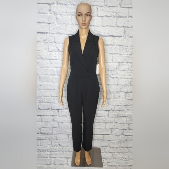 NWT L'agence womens black tuxedo cropped leg jumpsuit Sz 2